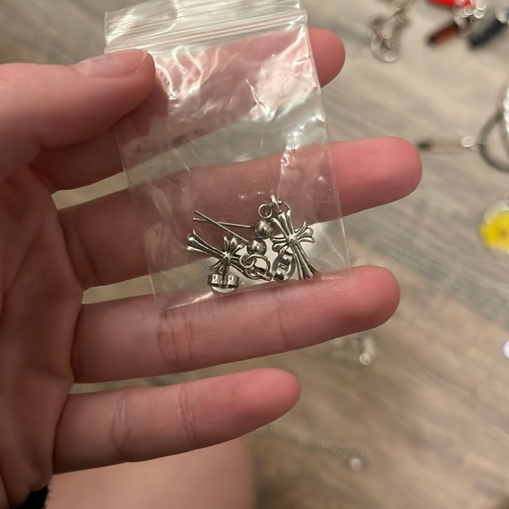 chrome hearts cross bts earrings